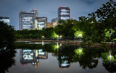 Osaka Kalesi 'nin Japonya' daki manzarası. Yüksek kalite fotoğraf