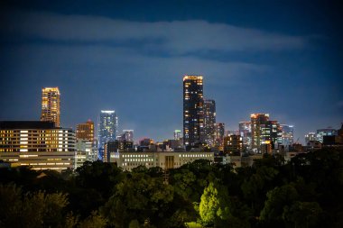 Osaka Kalesi 'nin Japonya' daki manzarası. Yüksek kalite fotoğraf