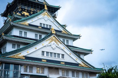 Osaka Kalesi 'nin Japonya' daki manzarası. Yüksek kalite fotoğraf