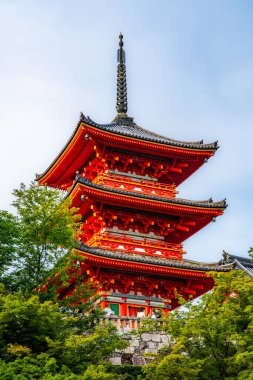 Japonya 'nın Kyoto kentindeki Kiyomizu-dera tapınağının manzarası. Yüksek kalite fotoğraf