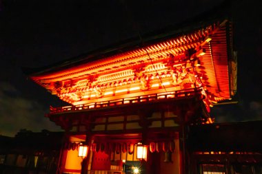 Fushimi Inari Taisha, geceleyin, Kyoto, Japonya 'da. Yüksek kalite fotoğraf
