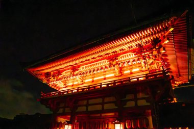Fushimi Inari Taisha, geceleyin, Kyoto, Japonya 'da. Yüksek kalite fotoğraf