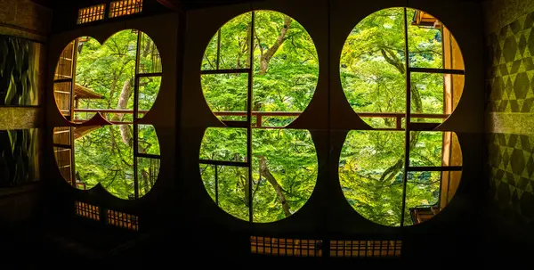 Japonya, Arashiyama Kyoto 'da çiçeklerle Japon bahçe manzarası. Yüksek kalite fotoğraf