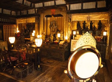 Arashiyama, Kyoto, Japonya 'daki Otagi Nenbutsuji Tapınağı. Yüksek kalite fotoğraf