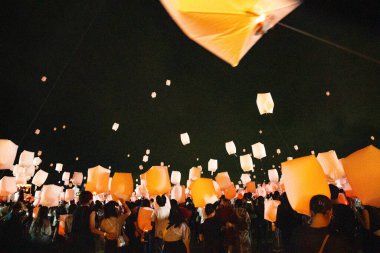 Kyoto, Japonya 'da tanabata gökyüzü feneri festivali. Yüksek kalite fotoğraf