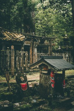 Japonya, Wakayama 'daki Okunoin Mezarlığı. Yüksek kalite fotoğraf