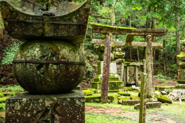 Japonya, Wakayama 'daki Okunoin Mezarlığı. Yüksek kalite fotoğraf