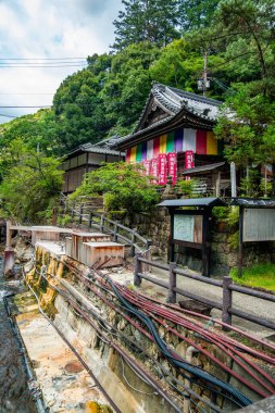 Yunomine onsen Yuzutsu, Wakayama, Japonya 'daki onsen köyü. Yüksek kalite fotoğraf