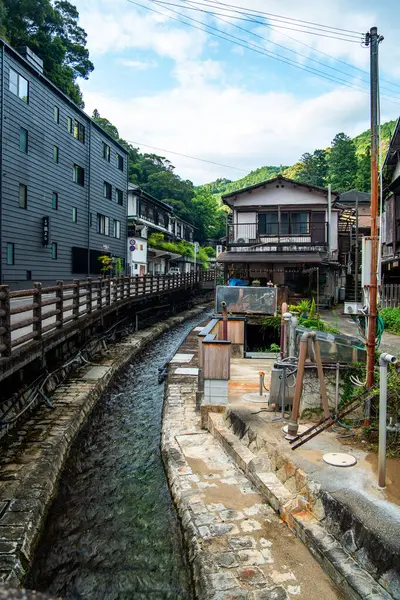 Yunomine onsen Yuzutsu, Wakayama, Japonya 'daki onsen köyü. Yüksek kalite fotoğraf