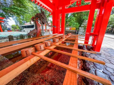 Japonya, Wakayama 'daki Kumano Nachi Taisha tapınağı. Yüksek kalite fotoğraf