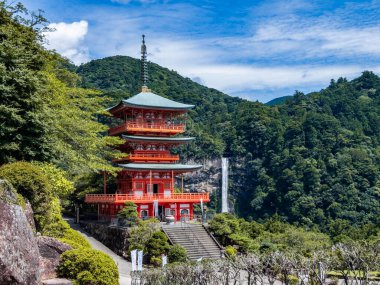 Seiganto-ji tapınağı Japonya, Wakayama 'daki Nachi Su Fall yakınlarında..