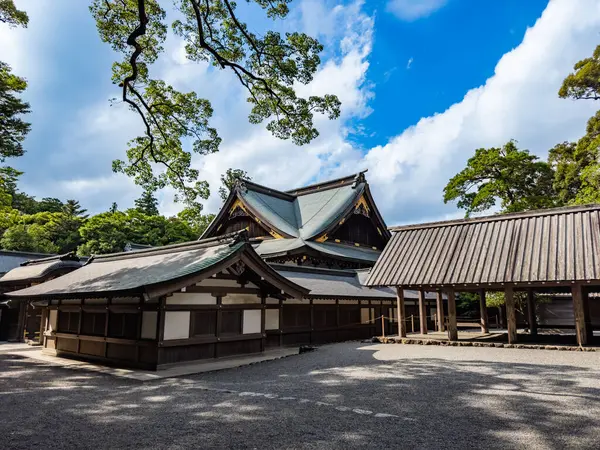 stock image Kotai Jingu temple or Ise Jingu Naiku, in . High quality photo The Ise Shrine, located in Ise, Mie Prefecture of Japan, is a Shinto shrine dedicated to the solar goddess Amaterasu.