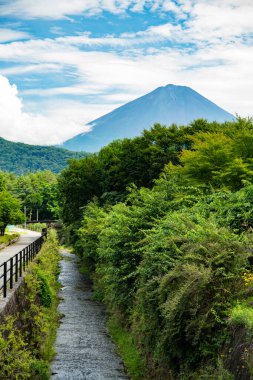Saiko Iyashi no Sato Nenba, Fuji Dağı manzaralı geleneksel köy, Fujikawaguchiko, Saiko, Japonya. Yüksek kalite fotoğraf