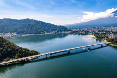 View of the lake Kawaguchi in Fujikawaguchiko in Yamanashi Prefecture near Mount Fuji, Japan, asia clipart