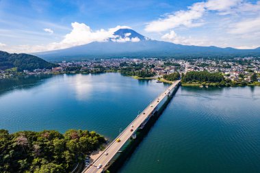 View of the lake Kawaguchi in Fujikawaguchiko in Yamanashi Prefecture near Mount Fuji, Japan, asia clipart