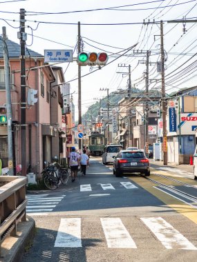Japonya, Kamakura 'daki Koshigoe tren istasyonu. Yüksek kalite fotoğraf