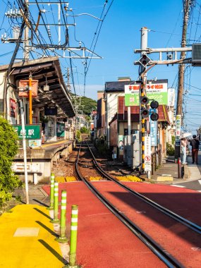 Japonya, Kamakura 'daki Koshigoe tren istasyonu. Yüksek kalite fotoğraf