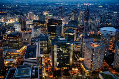 Yokohama manzaralı Kanagawa, Yokohama, Japonya. Yüksek kalite fotoğraf