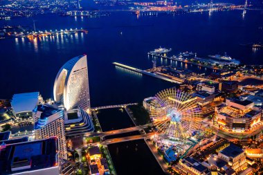 Yokohama manzaralı Kanagawa, Yokohama, Japonya. Yüksek kalite fotoğraf