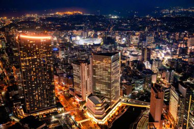 Yokohama manzaralı Kanagawa, Yokohama, Japonya. Yüksek kalite fotoğraf