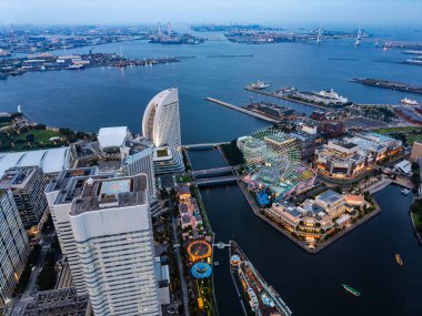 Yokohama manzaralı Kanagawa, Yokohama, Japonya. Yüksek kalite fotoğraf