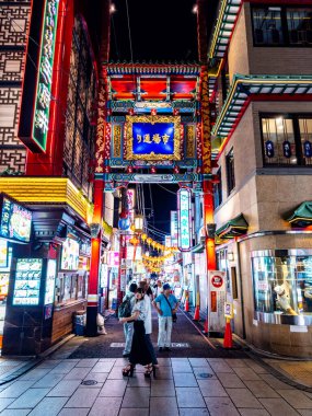 Japonya 'da Yokohama Çin Mahallesi. Yüksek kalite fotoğraf