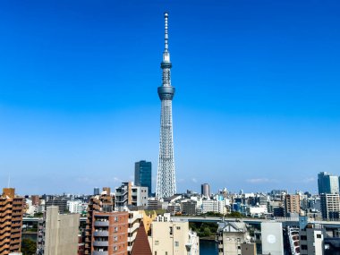 Sumida City, Tokyo, Japonya 'daki Tokyo SkyTree manzarası. Yüksek kalite fotoğraf
