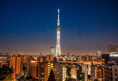 Sumida City, Tokyo, Japonya 'daki Tokyo SkyTree manzarası. Yüksek kalite fotoğraf