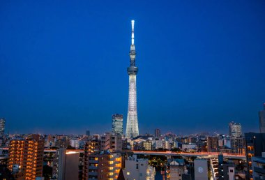Sumida City, Tokyo, Japonya 'daki Tokyo SkyTree manzarası. Yüksek kalite fotoğraf