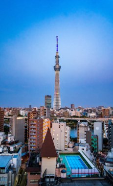 Sumida City, Tokyo, Japonya 'daki Tokyo SkyTree manzarası. Yüksek kalite fotoğraf