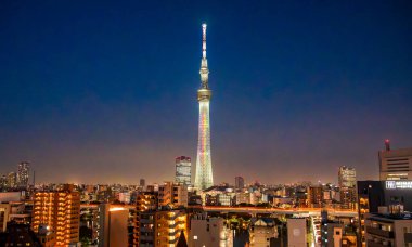 Sumida City, Tokyo, Japonya 'daki Tokyo SkyTree manzarası. Yüksek kalite fotoğraf
