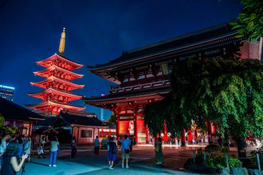 Asakusa 'daki Senso-ji Tapınağı, Taito Şehri, Tokyo, Japonya. Yüksek kalite fotoğraf