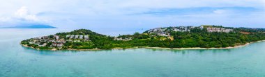 Kuzey Samui yarımadası, Koh Samui, Tayland, Güney Doğu Asya 'da sahil villaları manzaralı.