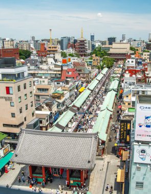 Asakusa, Tokyo, Japonya 'daki Nakamise dori Caddesi. Yüksek kalite fotoğraf