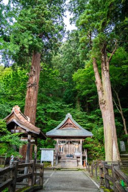 Sazae Temple. Wooden temple from 1796 with a unique double helix structure and a spiral staircase. clipart