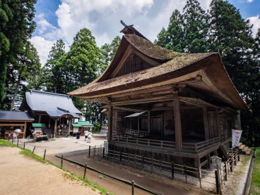 Hiraizumi 'deki Chuson-ji tapınağı, Nishiiwai Bölgesi, Iwate, Japonya. Yüksek kalite fotoğraf