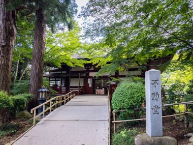 Hiraizumi 'deki Chuson-ji tapınağı, Nishiiwai Bölgesi, Iwate, Japonya. Yüksek kalite fotoğraf