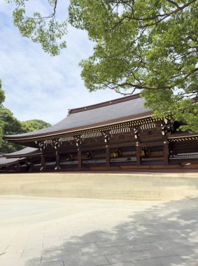 Shibuya, Tokyo, Japonya 'daki Yoyogi parkındaki Meiji türbesi. Yüksek kalite fotoğraf