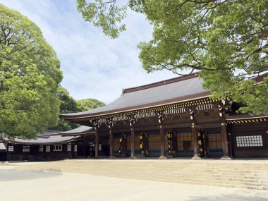 Shibuya, Tokyo, Japonya 'daki Yoyogi parkındaki Meiji türbesi. Yüksek kalite fotoğraf