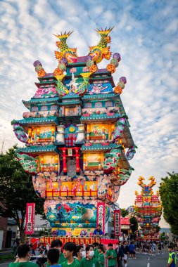 Noshiro Tenku no Fuyajo Tanabata Festivali Fener Kaleleri Noshiro Ağustos 2024, Akita, Japonya 'da. Yüksek kalite fotoğraf