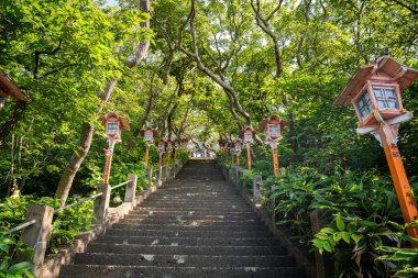 Ushigatacho, Tsugaru, Aomori, Japonya 'daki Takayama Inari Tapınağı. Yüksek kalite fotoğraf