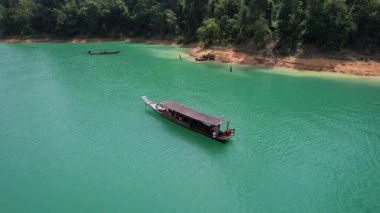 Khao Sok Ulusal Parkı 'nda, Tayland, Surat Thani' deki Çiğneme lan Gölü 'nde bir vahşi fil ailesiyle karşılaştım.