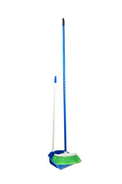 dustpan with broom isolated on white background