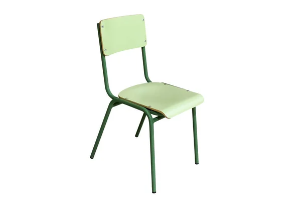 Cadeira Madeira Verde Com Encosto Isolado Fundo Branco — Fotografia de Stock
