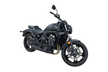 modern yol siyah motosikleti beyaz arka planda izole edildi