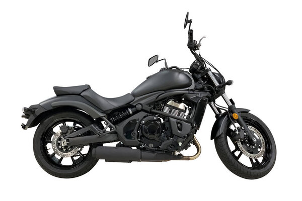 современная дорога черный мотоцикл изолирован на белом фоне