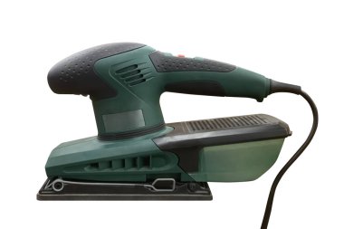  Manuel elektrik zımparalama makinesi beyaz arkaplanda izole edildi