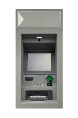 Beyaz arka planda gri ATM izole edildi