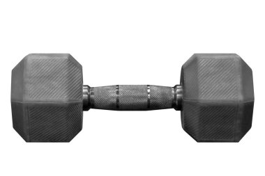 Siyah metal halterler beyaz arkaplanda izole edilmiş.