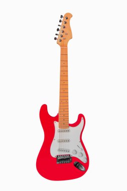 Beyaz arkaplanda elektro gitar izole edildi